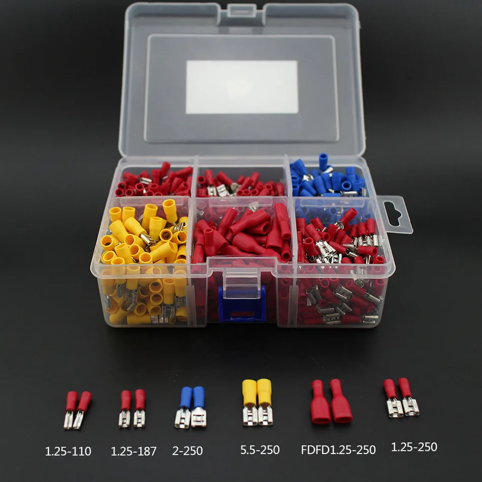 

900pcs female spade terminal Crimp Connector and fully Insulated quick disconnect set Wire terminals connector