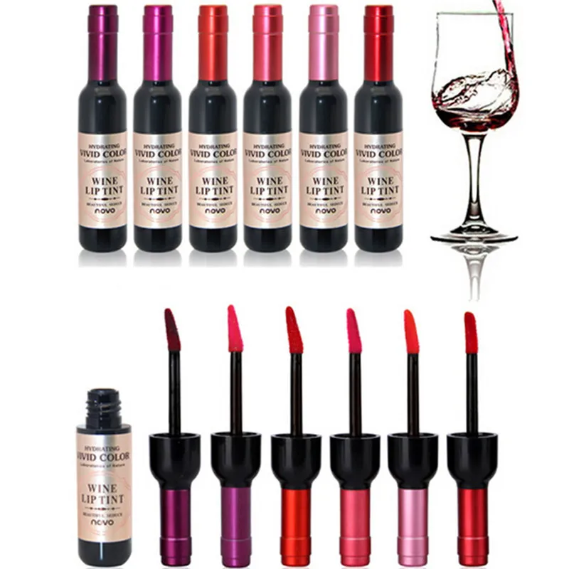 

Fashion Red Wine Bottle Shape Lip Tint Gloss Pink Sexy Lip Waterproof Liquid Lipstick Lip Gloss Moisturize Lip Tint Cosmetic