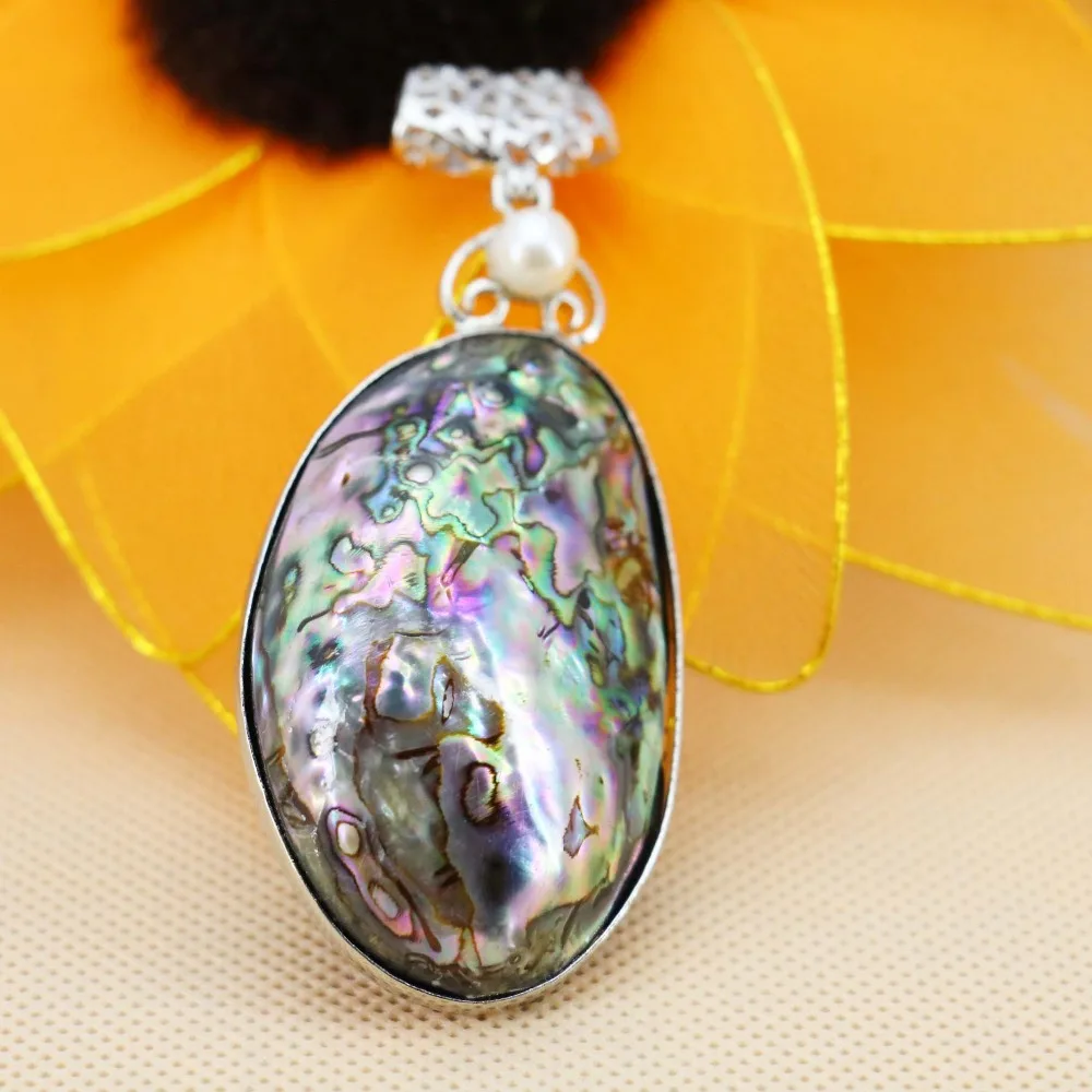 33*50mm stripe Abalone seashells Pearl pendants Women Lucky jewelry