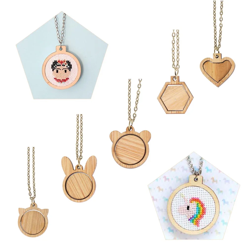 

New 14 Types Mini Embroidery Hoop Wooden Frame Small Hand Stitching Hoop Cross Framing Hoop Necklace DIY Crafts Gift Earring