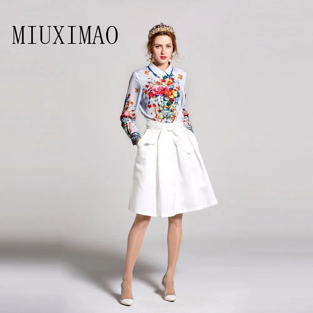 New Printed Animal Elegant Long 2017 Casual Quality Blouses Women Arrival Europe Style High Sleeve Latest down Collar Turn Shirt r7764PWc