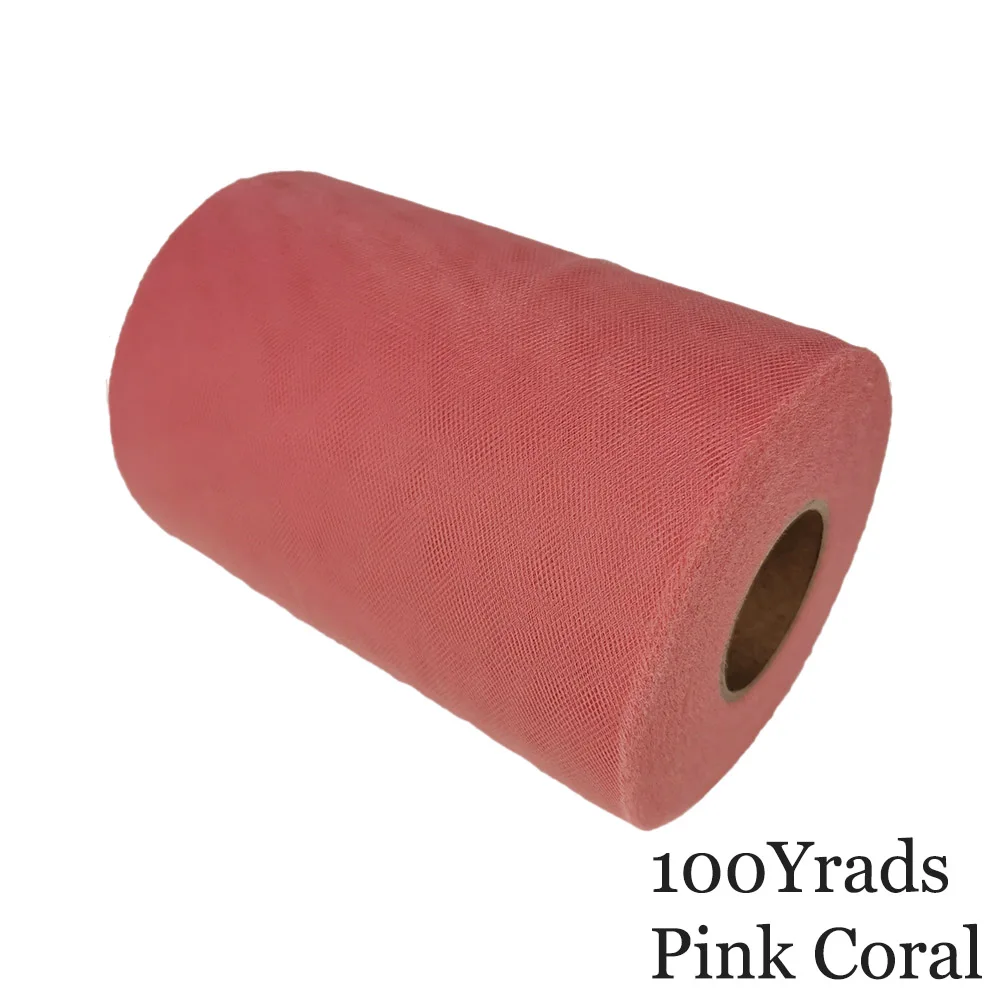 15 см, 100 ярдов, фатиновая пачка в рулоне, 6 дюймов, Тюлевая пачка для душа для малышей, сделай сам, для свадебной вечеринки, дня рождения, без шитья, вечерние пачки, декоративные принадлежности - Цвет: Pink Coral