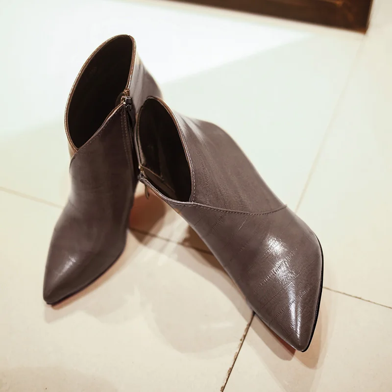 Feiyitu Pour Talon Cheville Femmes Mince Automne La rouge Hiver Main 2018 Bottes Noir Chaussures Nouvelle À Pu Haute Mode marron Dame jR54A3L