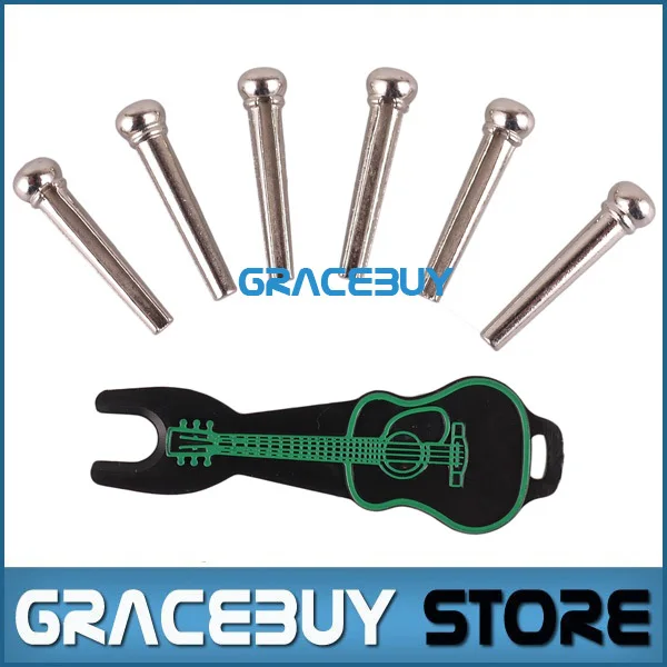 Guitar Bridge Pins 6 Pcs Metal Silver Alloy Custom String Pin For
