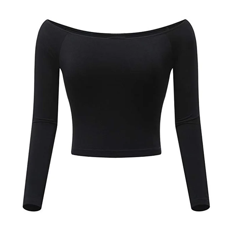 

Slash Neck t shirt Women Plus Size tshirt Lady Long Sleeve Solid T-shirt Sweatshirt Tops Pullover Shirt #N01