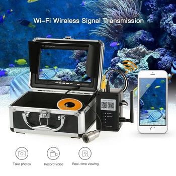 

1000TVL WiFi Underwater Fishing Camera Fish Finder 5 Mobile App Viewing for iOS for Android 7 inch Color Monitor 30m Cable