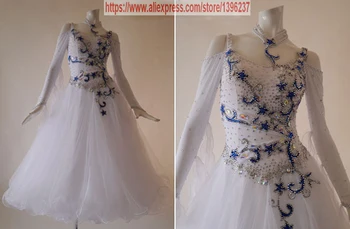 

Ballroom Competition Dance Dress For Women New Profession White Tango Modren Waltz Ballroom Dancing Dresses