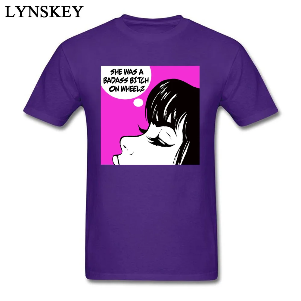 100% Cotton Fabric T Shirt for Boys Birthday Tops Tees Graphic Summer/Autumn Casual Retro Badass Pop Art Girl O Neck Sweatshirts Retro Badass Pop Art Girl purple