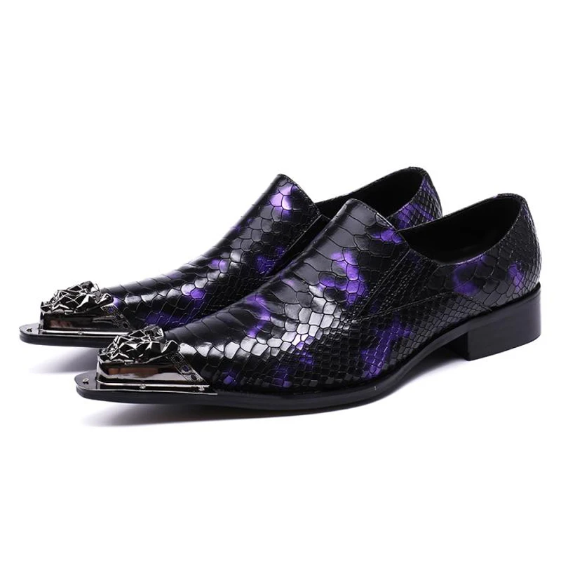 Mocasines Púrpura Deslizamiento Auténtico Formal Dedo Hombre Más La Cuero Hombres Cocodrilo Lujo Para Zapatos En Del Pie Punta Sl153 Boda Tamaño De wxfq17