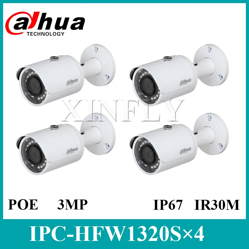 4 шт./лот Dahua оригинальный IPC-HFW1320S 3MP Водонепроницаемый Ночное Видение