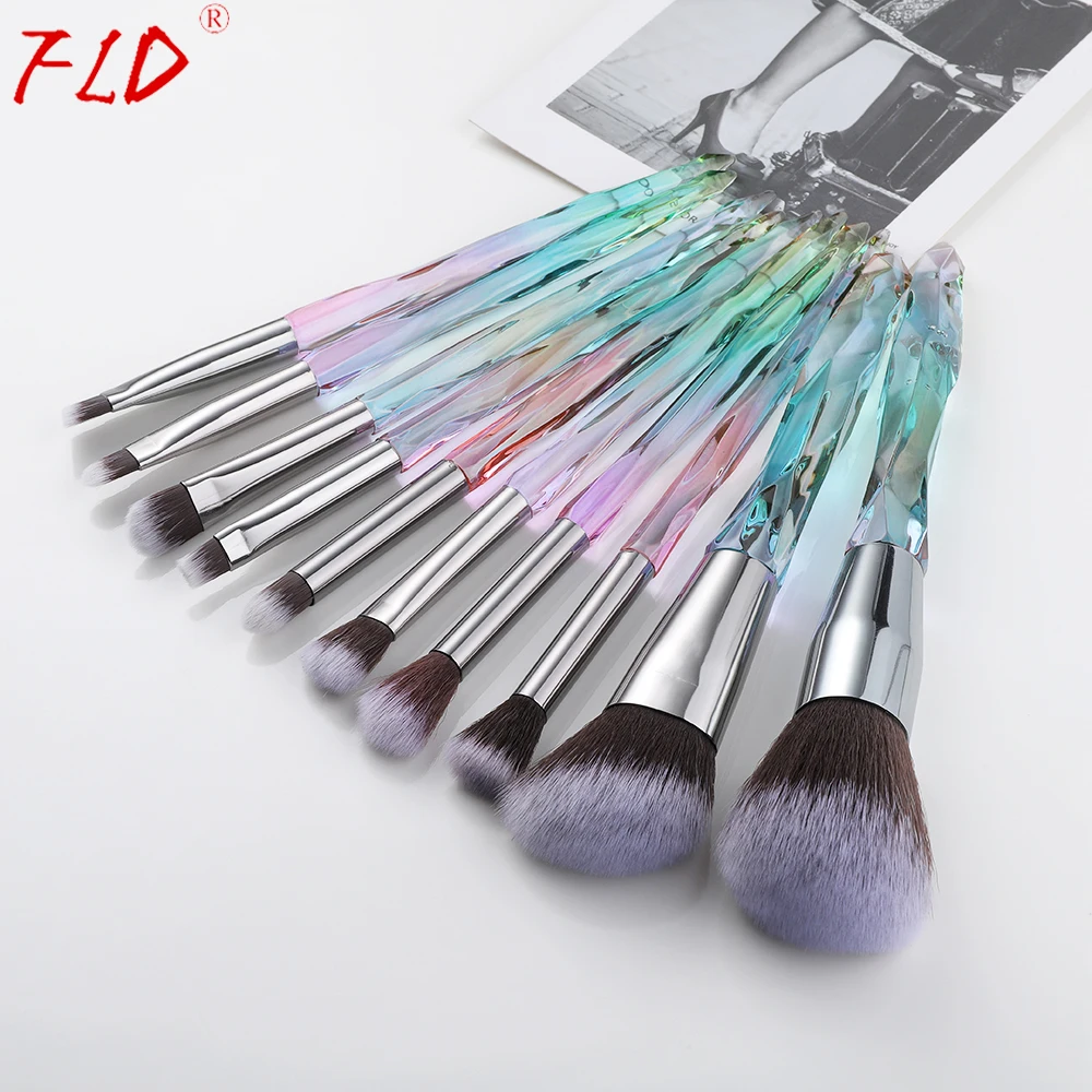 

FLD 10Pcs Makeup Brush Set Foundation Blush Eyeliner Eyebrow Concealer Brush Set Makeup Tools Kit High Quality Cosmetic Kits