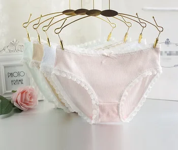 

Winter 100% Cotton Panties Briefs For Women Super Soft Breathable Lace Waist Woman's Underwear Female Lingerie Breatha bragas