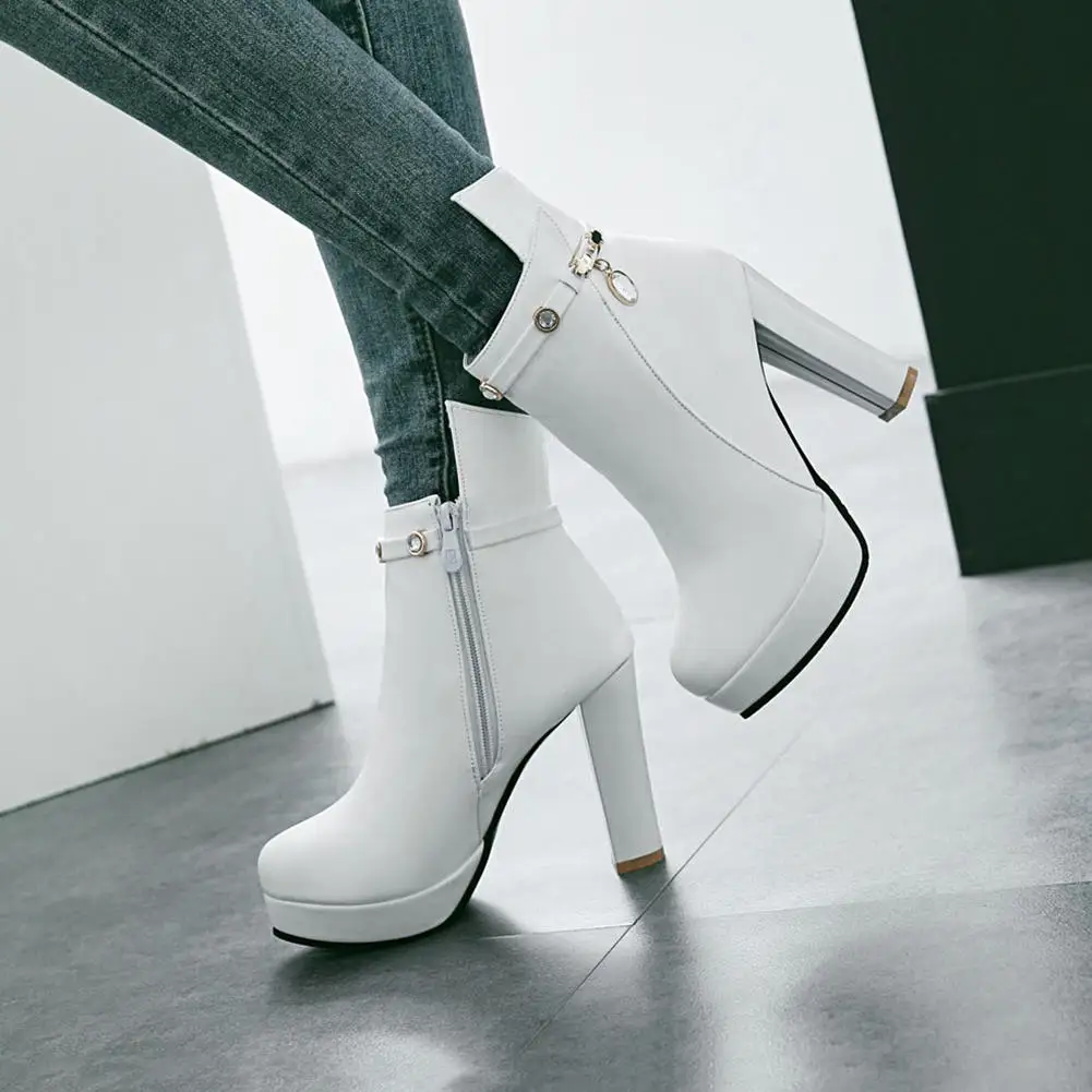 

2019 Sexy Party Date Top Quality Elegant Platform Large Size 44 Add Fur Winter Boots Woman Shoes Women Ankle Boots Shoes Woman