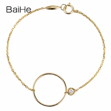 BAIHE Твердые 14 К желтого золота 0.08ct сертифицированные H/SI натуральные бриллианты вечерние женские модные ювелирные изделия Подарочный браслет