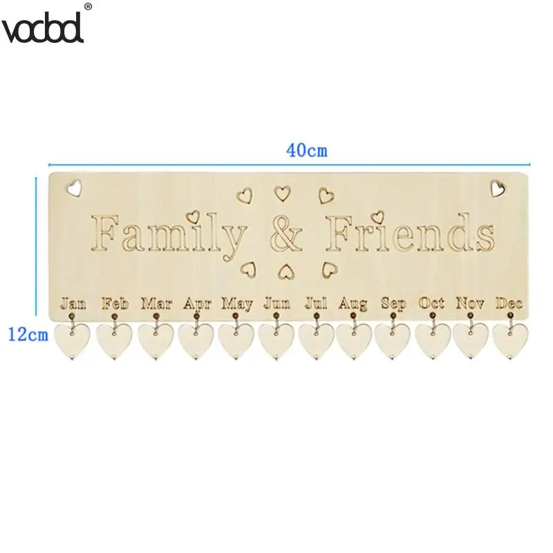 DIY деревянный календарь друзья и семья сердце напечатаны настенный календарь знак специальные даты доска напоминаний домашний подвесной Декор подарок 5 стилей