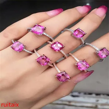 

KJJEAXCMY fine jewelry 925 Sterling silver inlaid with pink topaz ring gold and silver color female.GTYF