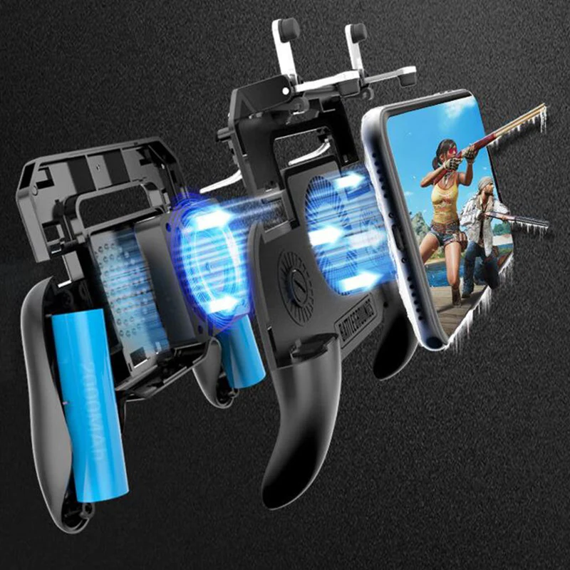 Building in 4000mah powerbank PUBG mobile Gamepad Gaming Controller with Cooling Fan Fire Game Joystick Metal Trigger