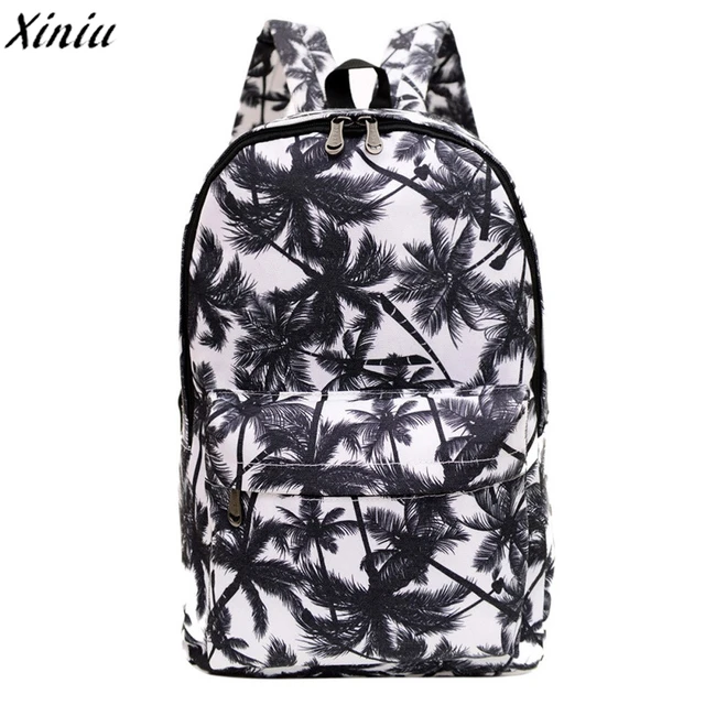 Palm Leave Women Men Canvas Waterproof Backpack Brand New Bookbag Palm Leave Women Men Canvas Waterproof Backpack Brand New Bookbag Rucksack Zipper Shoulder Bag Satchel Sac