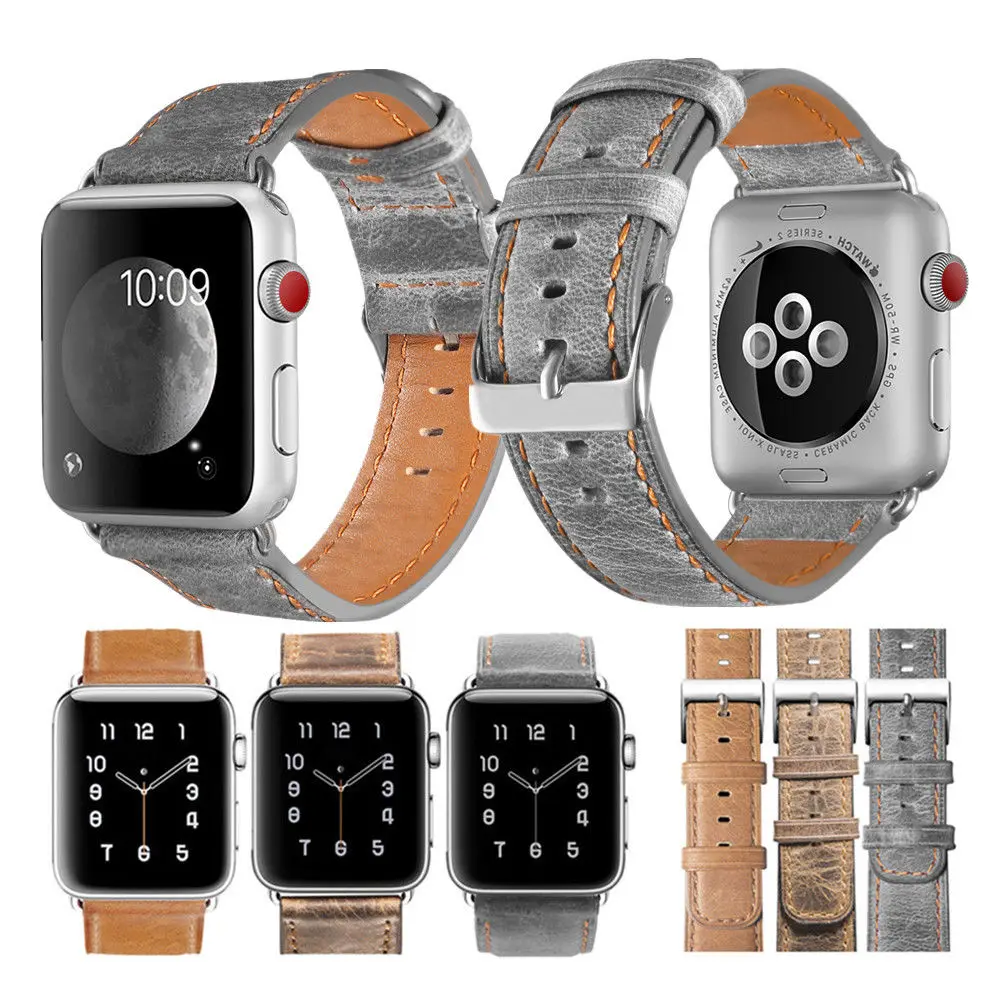 

Retro Bandkin Vintage Real Leather Bracelet belt for Apple Watch Series 4 3 2 1 Band Strap for iwatch men 44mm 42mm 40mm 38mm
