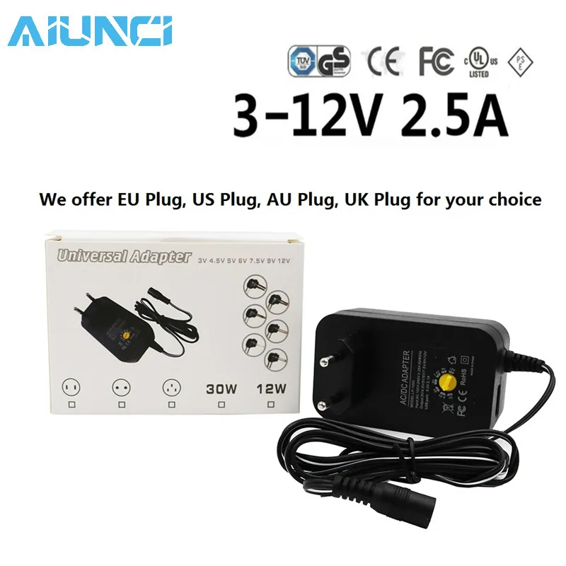 

3V 4.5V 5V 6V 7.5V 9V 12V 2A 2.5A AC DC Adaptor Adjustable Power Adapter Universal Charger Supply for led strip 30W SP 500ma 1A