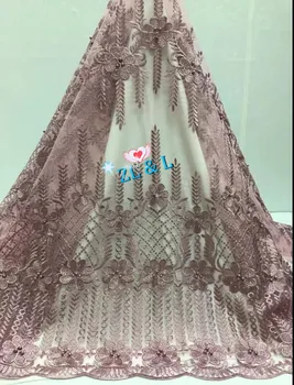 

Multi-color optional rhinestone embroidery French tulle lace 6081 clothing accessories Nigeria lace for women's dress fabric