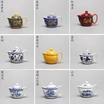 

Retro Chinese Kung Fu Porcelain Teapot with Infuser Handmade Dragon Flower Puer Tea Pot 350ml Ceramic Samovar Kungfu Teaware