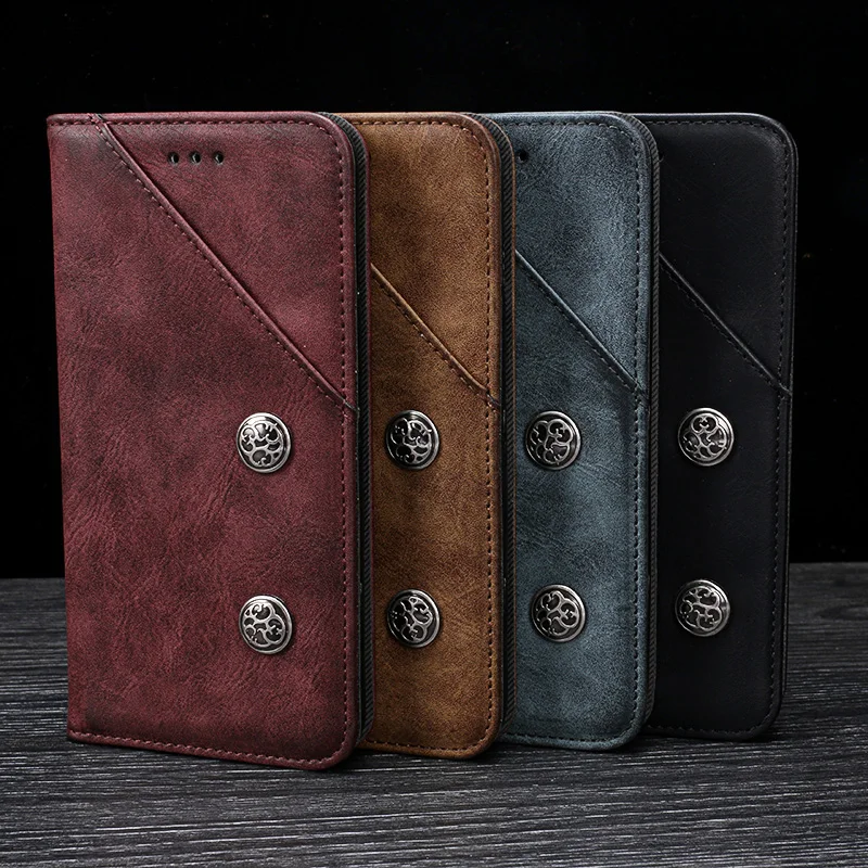 Чехол Для Doogee BL12000 Роскошный кожаный флип кошелек в стиле ретро с заклепками Pro
