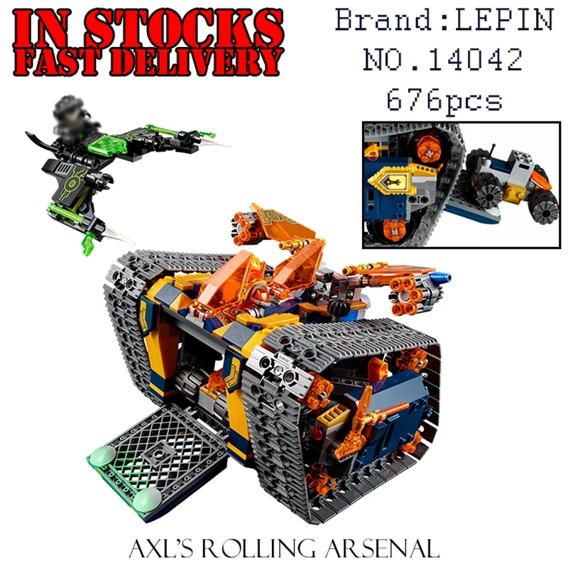 

LEPIN Nexus Knights 14042 676PCS Axls Rolling Arsenal Building Blocks Bricks enlighten toys for children gifts brinquedos
