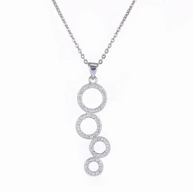 

2018 Charming Unique Four Circles Necklace Silver&Gold Color White Crystal Necklace For Women And Girls Wedding Party Gifts