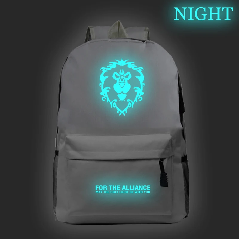 World of Warcraft, Светящийся рюкзак, школьные сумки, модный,, с узором, снова в колледж, Mochila, для студентов, мальчиков, девочек, рюкзак