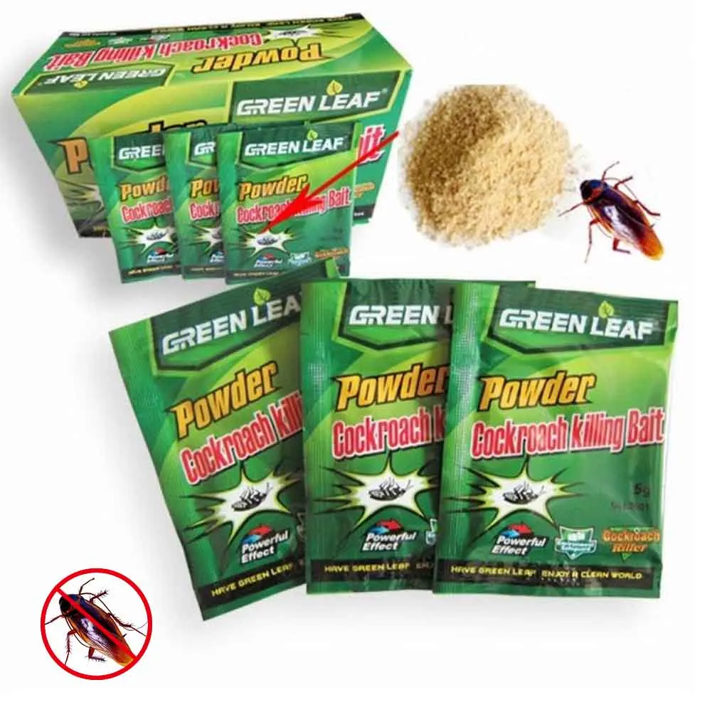 10 Packs Green Leaf Powder Cockroach Killer Bait Repeller Killing Trap Pest Control LE66