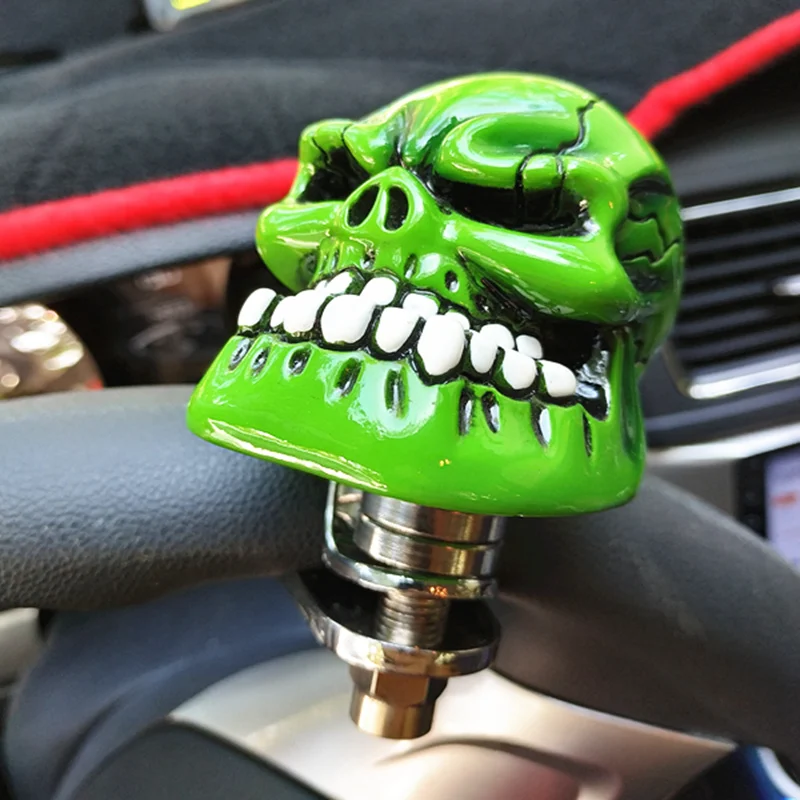 Universal Steering Wheel Spinner Knob Adjustable Skull Head Hand Control Ball Auto Spinner Knob