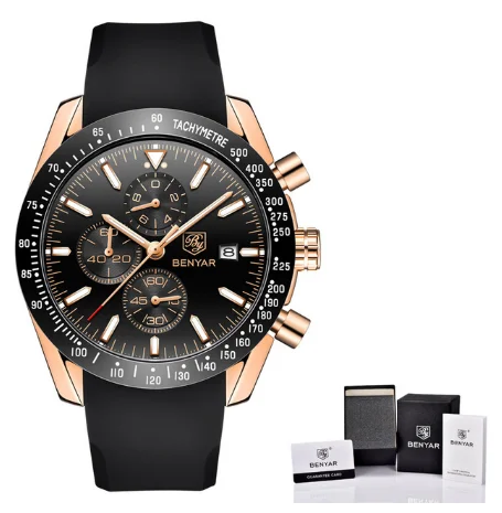 BENYAR мужские часы люксовый бренд многофункциональный водонепроницаемый силиконовый ремешок Спортивные кварцевые Хронограф военные часы - Цвет: B