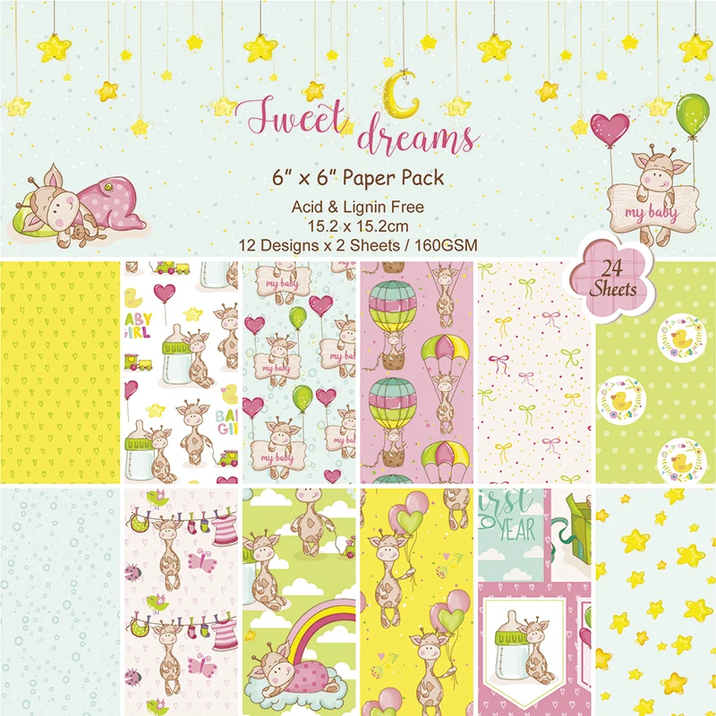 

12 Sheets Sweet Dream Scrapbooking Pads Paper Origami Art Background Paper Card Making DIY Scrapbook Paper Craft