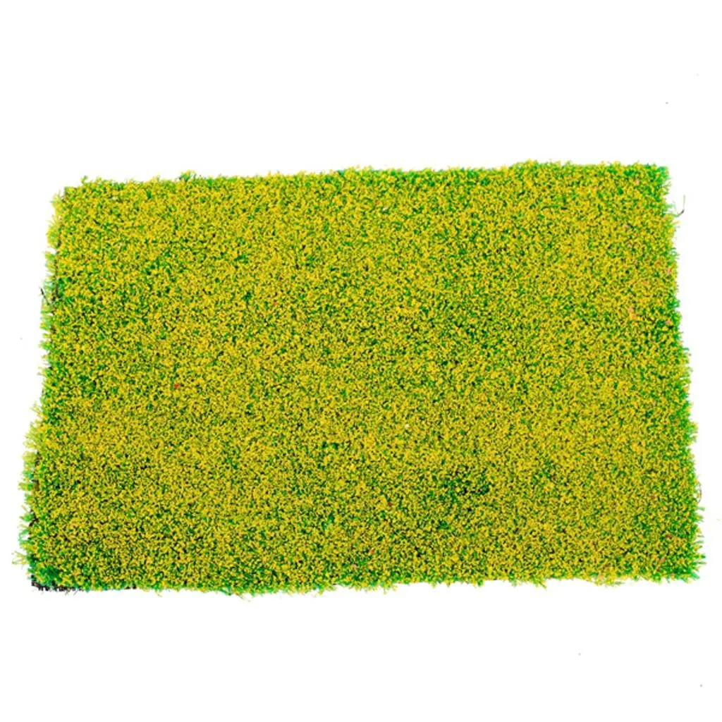 Hot Sale Green Grass Mat Railway Model Train Layout 20 x 30cm w/ Yellow Flowerin Rug from Home