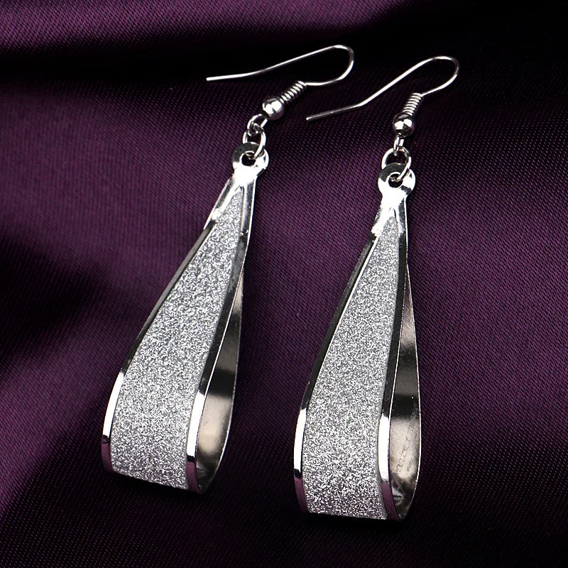 

Silver/Gold Crystal Scrub Drop Hook Dangle Earrings Long earring Pendientes For Women Er838