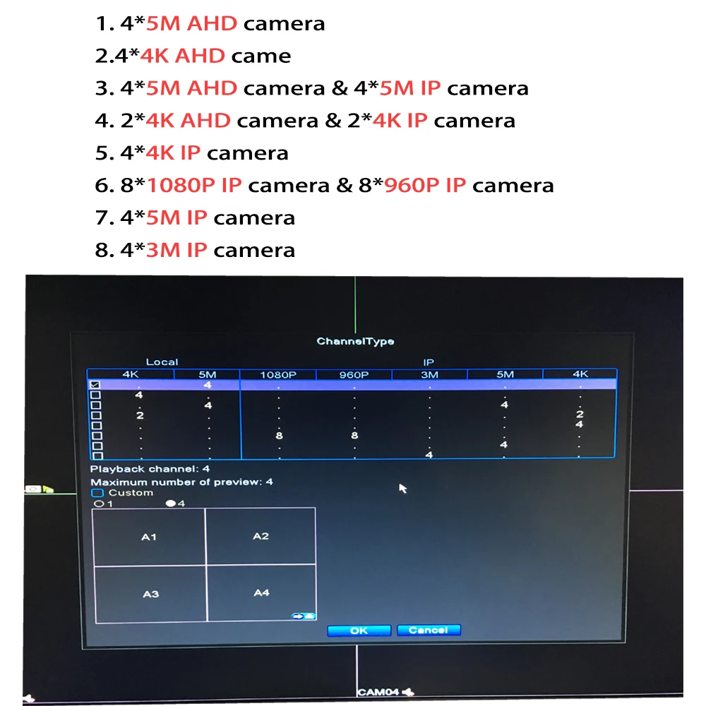  OUERTECH AHD CVI TVI IP CVBS 5 in1 4CH 5MP DVR board 4CH RCA Audio IN 2 SATA HDD Port ONVIF Surveil - 32862262640