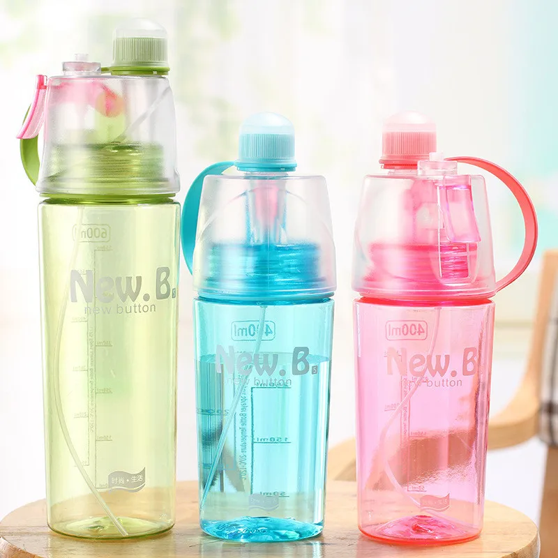 

600ml Sport Cycling Mist Spray Water Gym Beach Bottle Leak-proof Drinking Portable Cool Creative Spray Water Bottle DM102