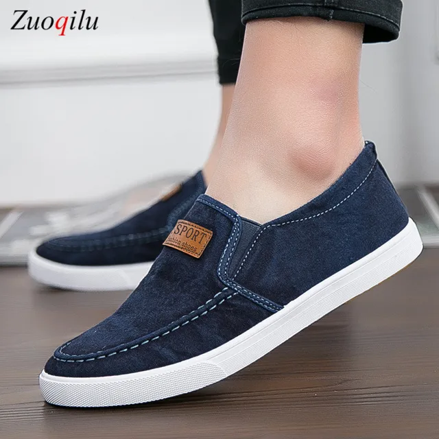 US $6.04 mens shoes casual Denim Male sneaker Slip on Loafers Men Canvas Shoes Breathable Soft Flat Driving 