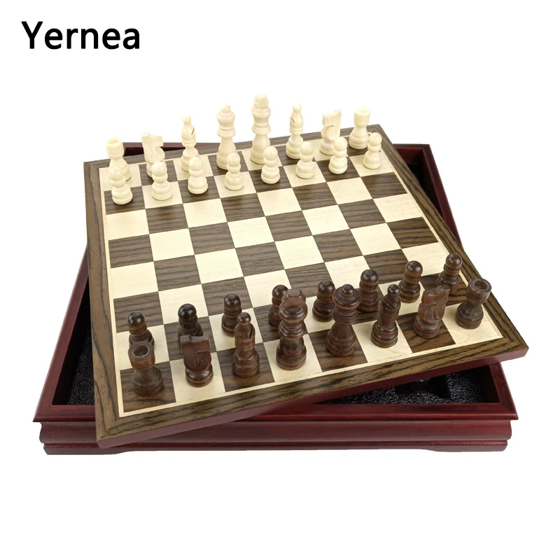 Yernea New Pattern Chess Pieces Wood Wood Coffee Table Professional Chess Board Game Family Games Chess Set Traditional Games