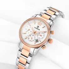 Women’s classic fashion strip with diamond multi-function watch VINOCE luxury brand waterproof style quartz watch