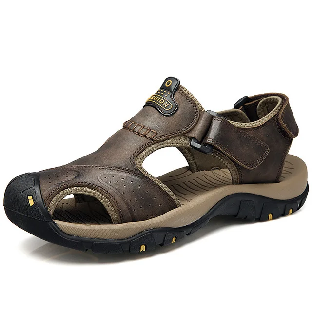 Новые летние туфли из натуральной кожи; мужские сандалии; повседневные классические пляжные сандалии для прогулок; M603 - Цвет: coffee