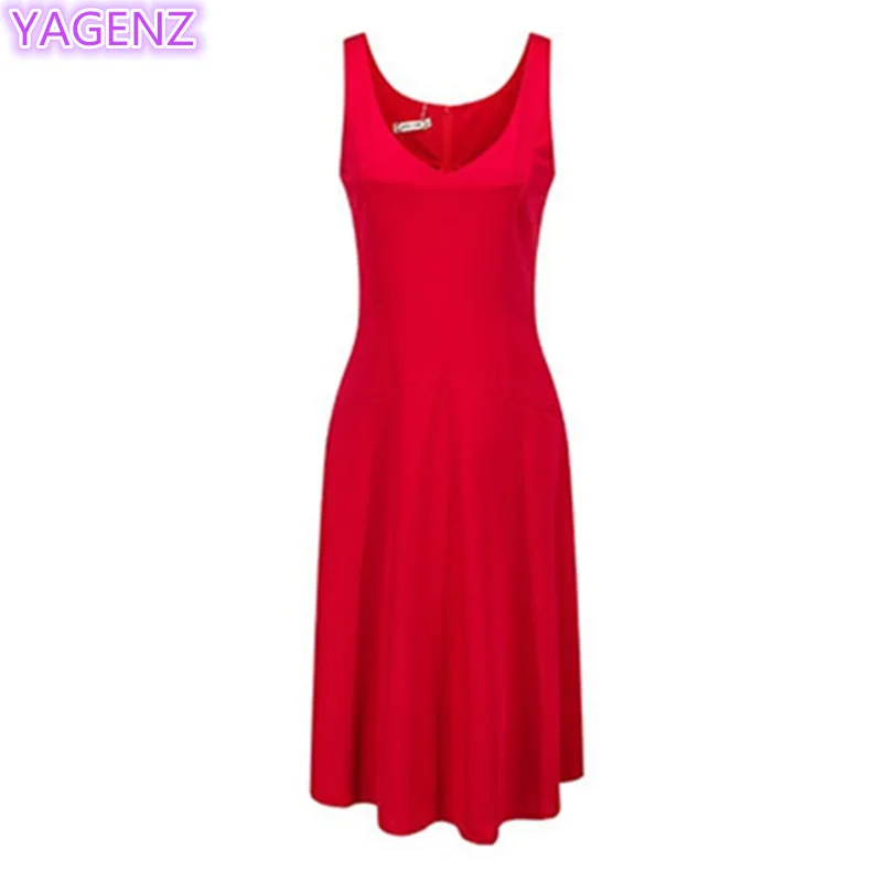 YAGENZ Summer Dress Women Clothing Slim Fashion White Dress Plus size Ladies Dresses V Collar Big Swing Strapless Long Dress 334