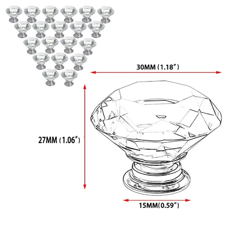 1 шт. Алмазная форма дизайн хрустальные стеклянные ручки шкаф выдвижной ящик Кухонный Шкаф Дверь Шкаф ручки Фурнитура