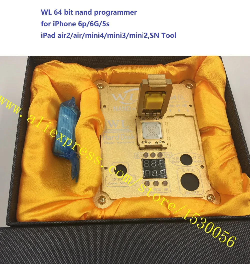 

WL 64 bit nand programmer for iPhone 6p/6G/5s iPad air2/air/mini4/mini3/mini2,SN Tool,error 9 ios11 activation wifi bluetooth