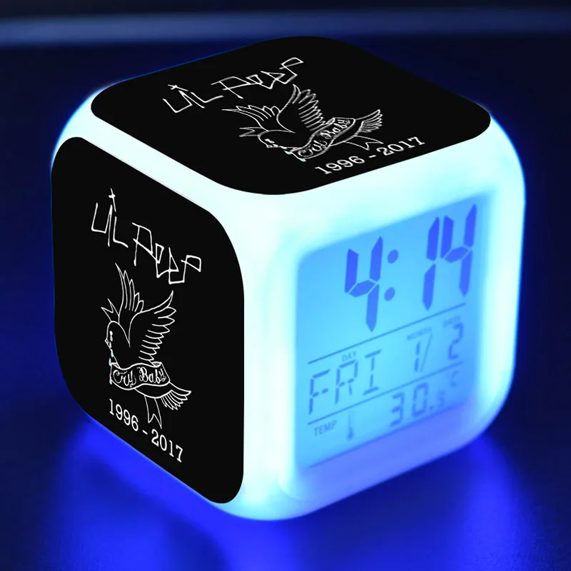 

Lil Peep Figure Luminous Model LED Clock Alarm Colorful Flash Light Desk Decor Music Figure Toys