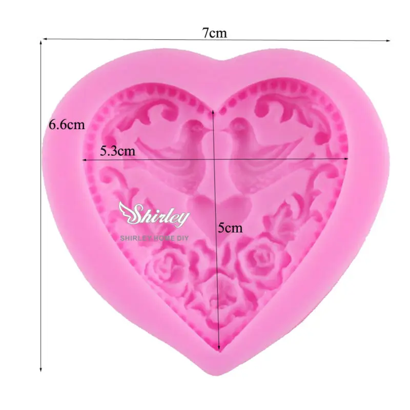 F1014 Frete Gr&aacute;tis Nova Baking Molde Do Bolo Fondant Decora&ccedil;&atilde;o Do Bolo de Casamento do P&aacute;ssaro do Amor Do Cora&ccedil;&atilde;o Em Forma de Molde de Silicone Molde Sab&atilde;o