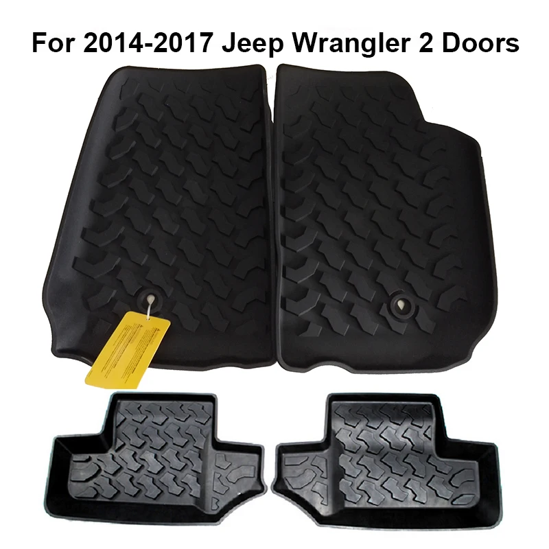 Us 150 0 Black Rubber Car Mat For Jeep Wrangler 2014 2017 2 Doors Front And Back Cab Floor Mats Foot Pad In Floor Mats From Automobiles