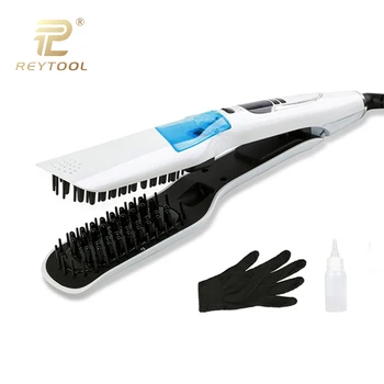 

Professional Electric Control Dry and wet dual use Steam Straightener Comb Brush Tourmaline ceramic Flat iron drop shipping