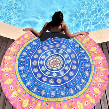 

Summer Mandala Roundie Beach Boho Pareo Sarong Wrap Scarf Chiffon Shawl Floral Blanket Beach Towel Tapestry Swimsuit Cover up